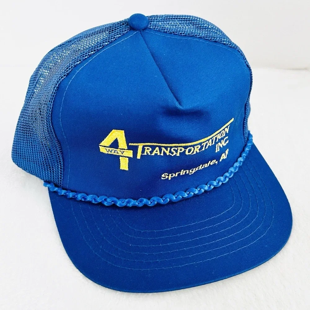 4 Way Transportation Inc. Arkansas Rope Trucker Hat Cap Snapback Adjustable Blue